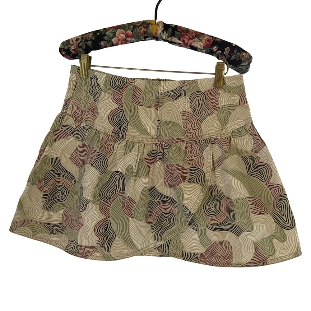 Forever 21 Kids Skirt Size 13/14 Abstract Print Mini Skirt Beige Green NWT